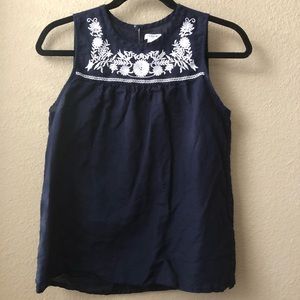 J Crew embroidered sleeveless top
